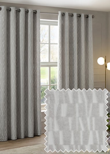 Paoletti Manhattan Velvet Room Darkening Eyelet Curtain Pair Silver