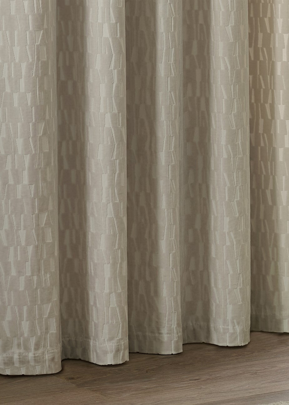 Paoletti Manhattan Velvet Room Darkening Eyelet Curtain Pair Ivory