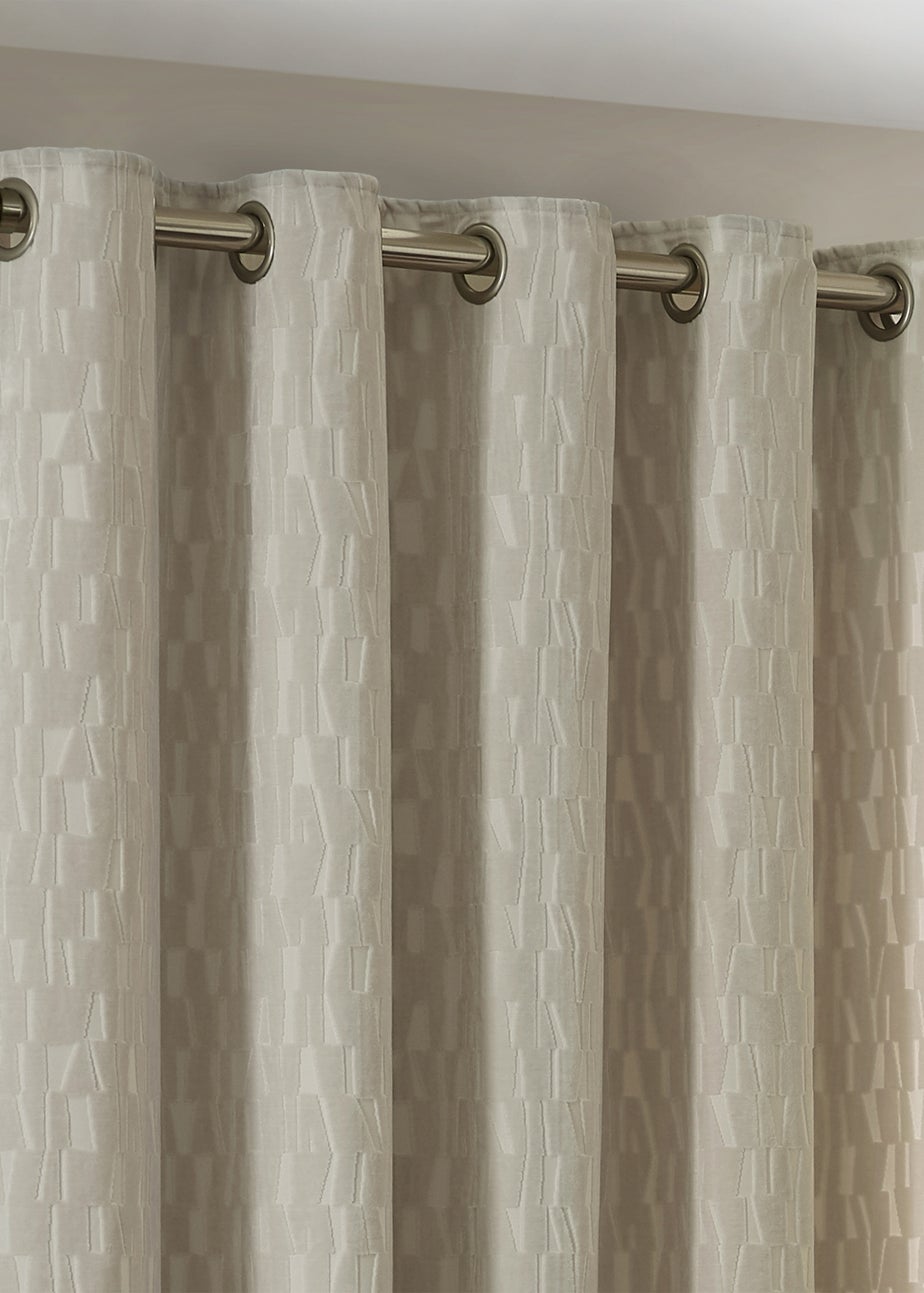 Paoletti Manhattan Velvet Room Darkening Eyelet Curtain Pair Ivory