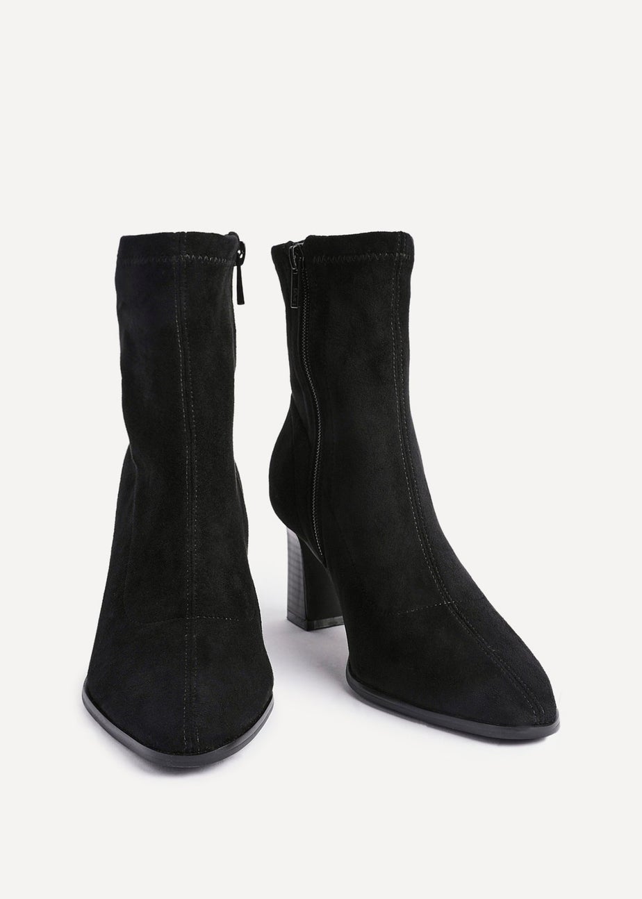 Linzi Blaze Black Faux Suede Sock Ankle Boot