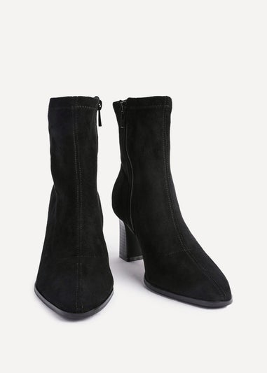 Linzi Blaze Black Faux Suede Sock Ankle Boot