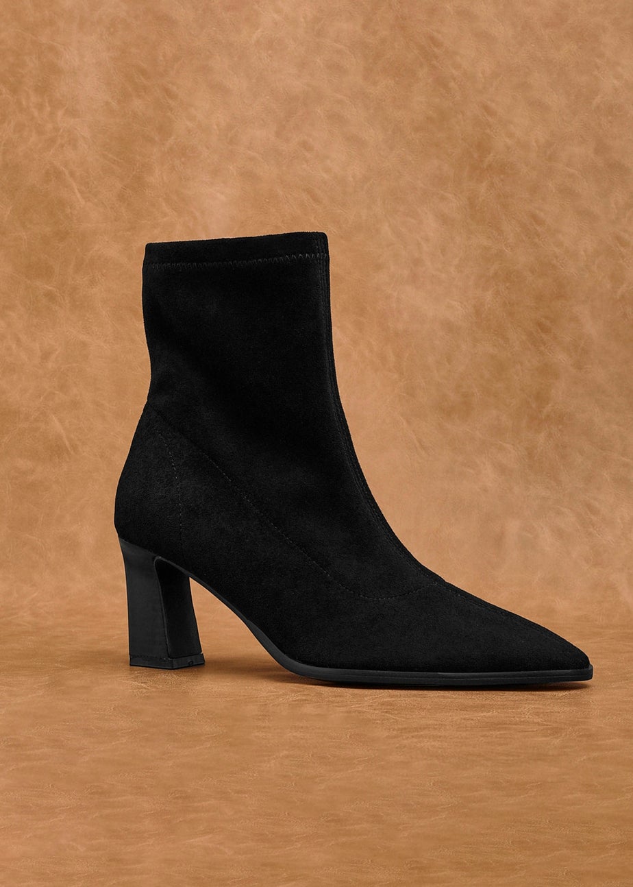 Linzi Blaze Black Faux Suede Sock Ankle Boot