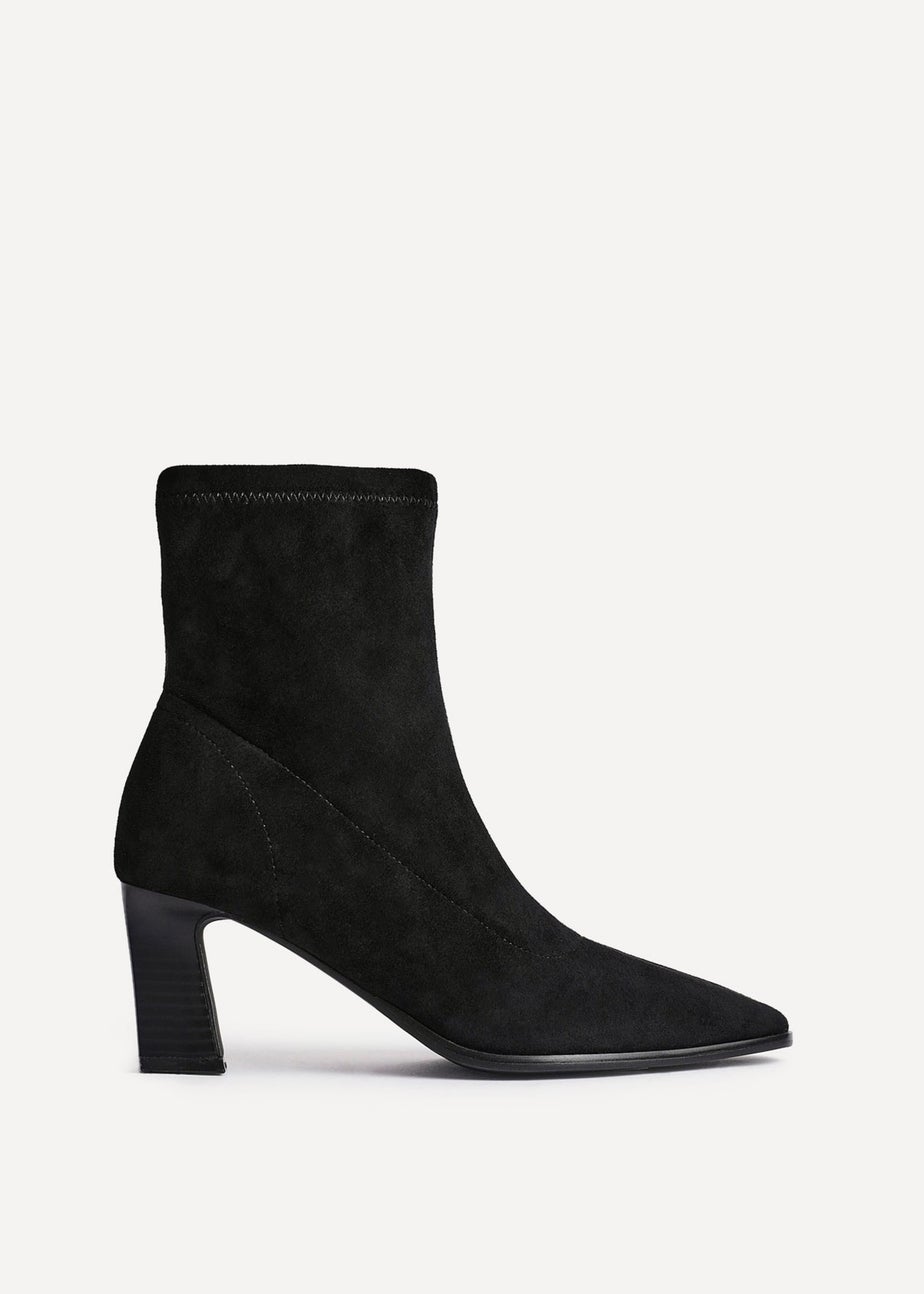 Linzi Blaze Black Faux Suede Sock Ankle Boot
