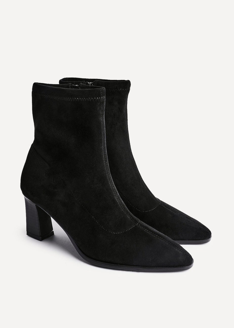 Linzi Blaze Black Faux Suede Sock Ankle Boot