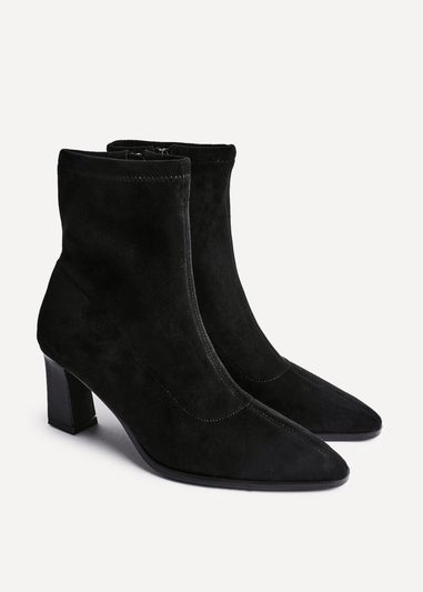 Linzi Blaze Black Faux Suede Sock Ankle Boot