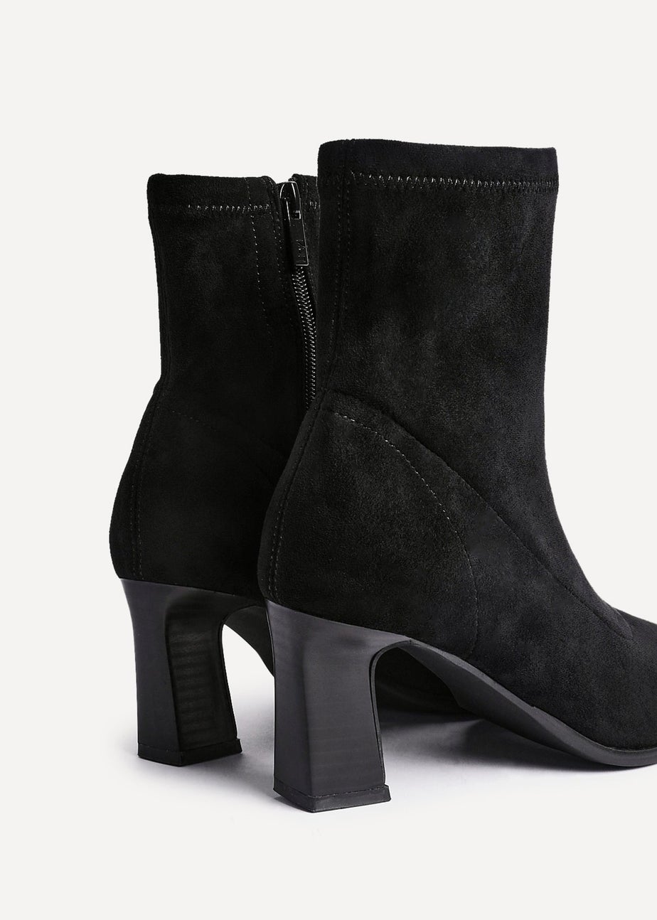 Linzi Blaze Black Faux Suede Sock Ankle Boot