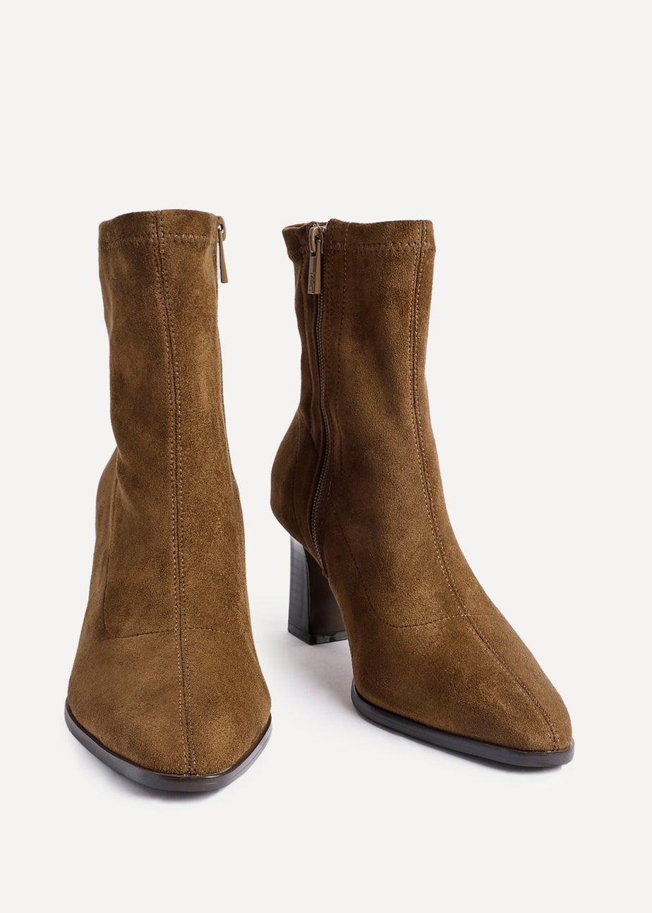 Linzi Blaze Tan Faux Suede Sock Ankle Boot