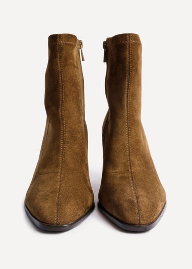 Linzi Blaze Tan Faux Suede Sock Ankle Boot