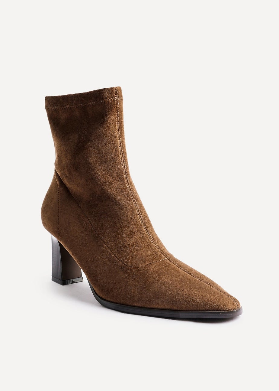 Linzi Blaze Tan Faux Suede Sock Ankle Boot