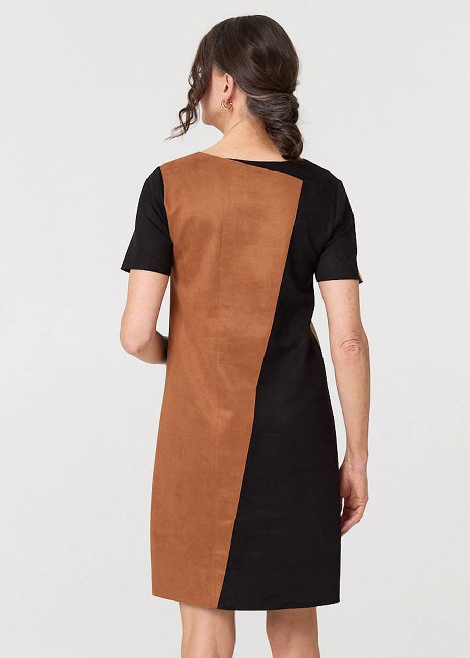 Izabel London Brown Colour Block Short Sleeve Midi Dress