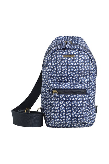 Weird Fish Navy Hanni Printed Mono Strap Bag