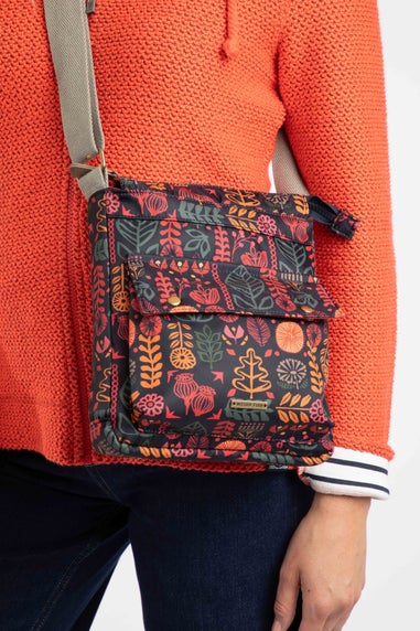 Weird Fish Navy Kait Printed Cross Body Bag