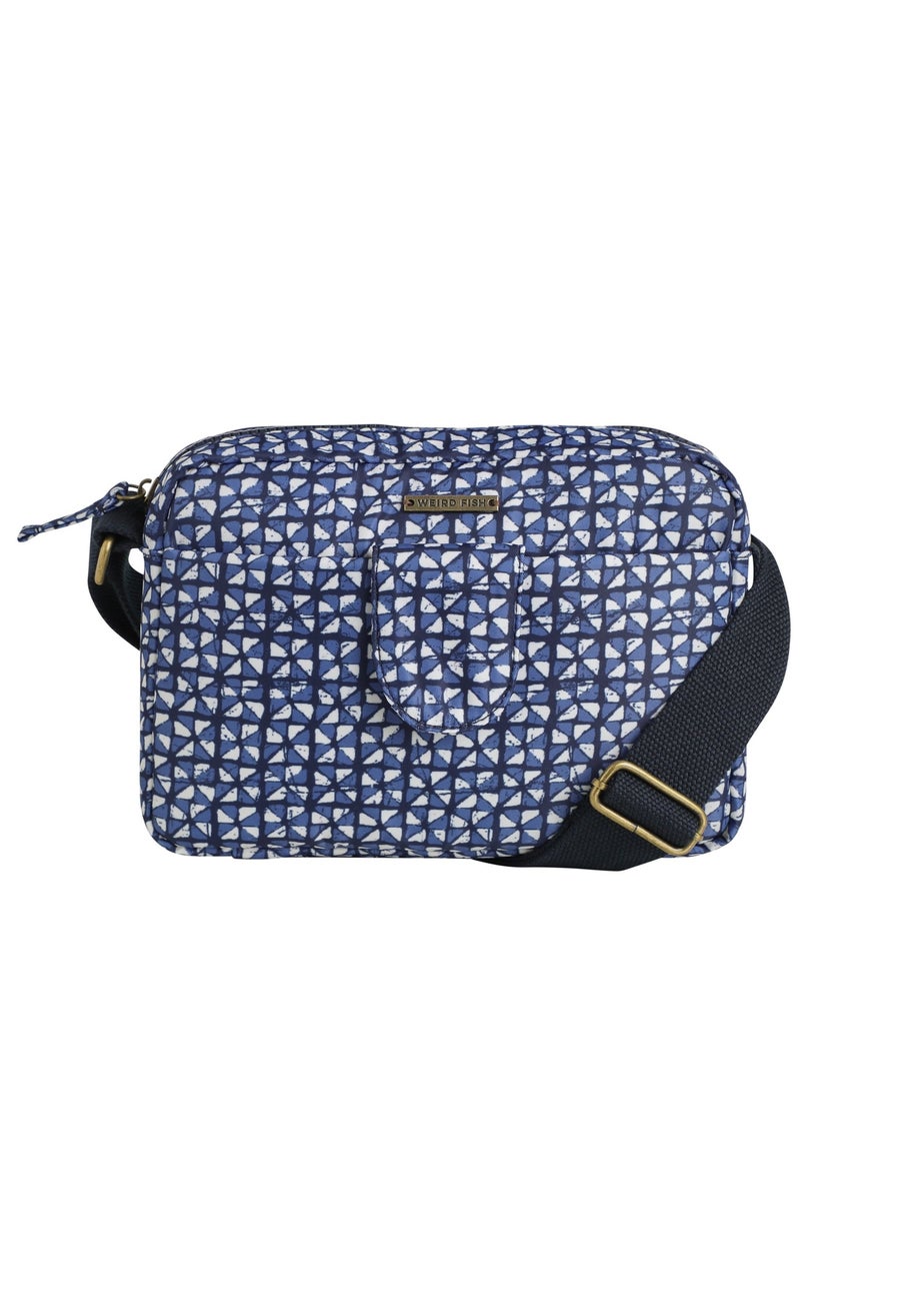 Weird Fish Navy Corrie Printed Cross Body Bag