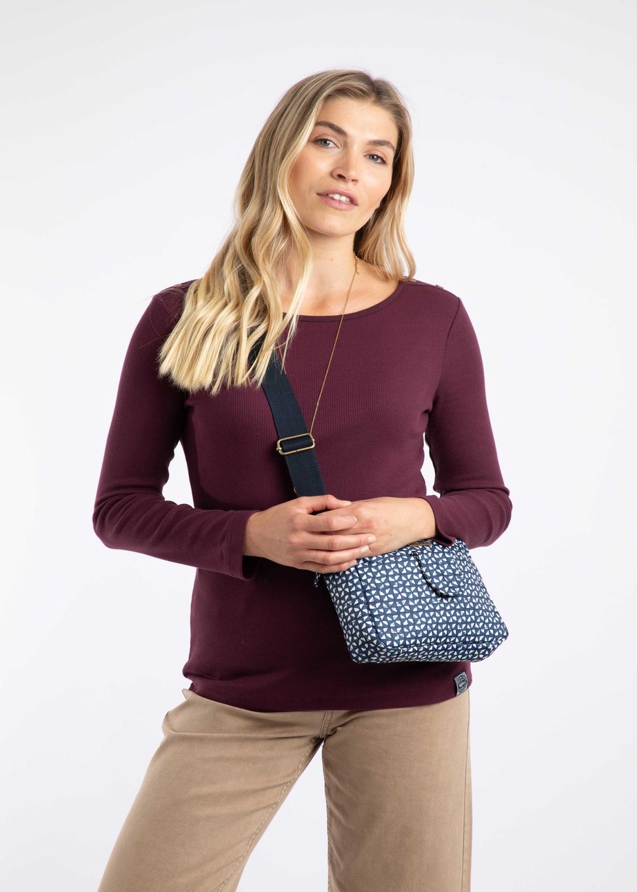 Weird Fish Navy Corrie Printed Cross Body Bag