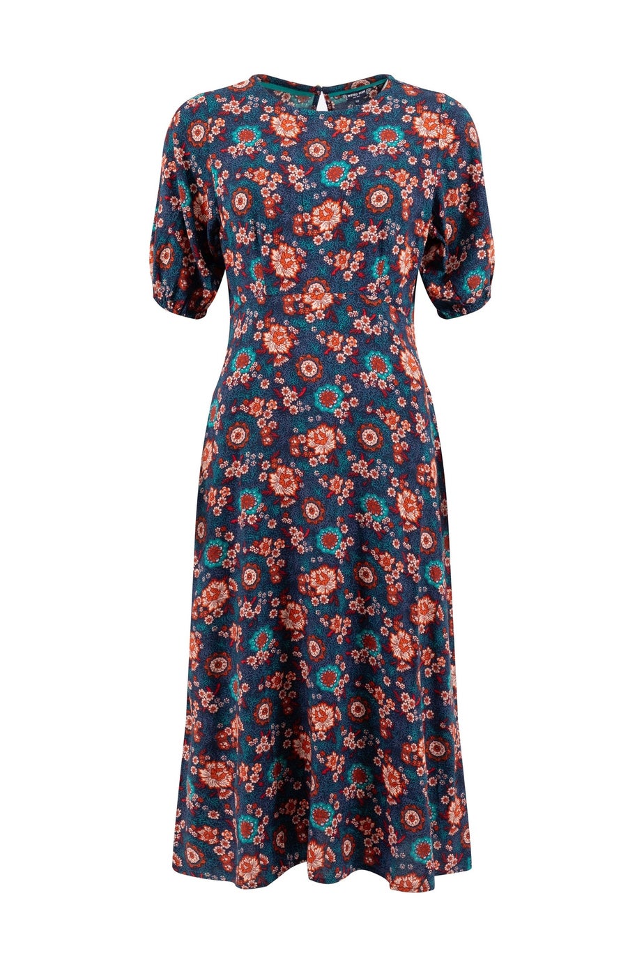 Weird Fish Dark Blue Everly Printed Viscose Dress
