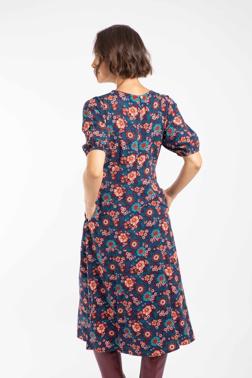 Weird Fish Dark Blue Everly Printed Viscose Dress