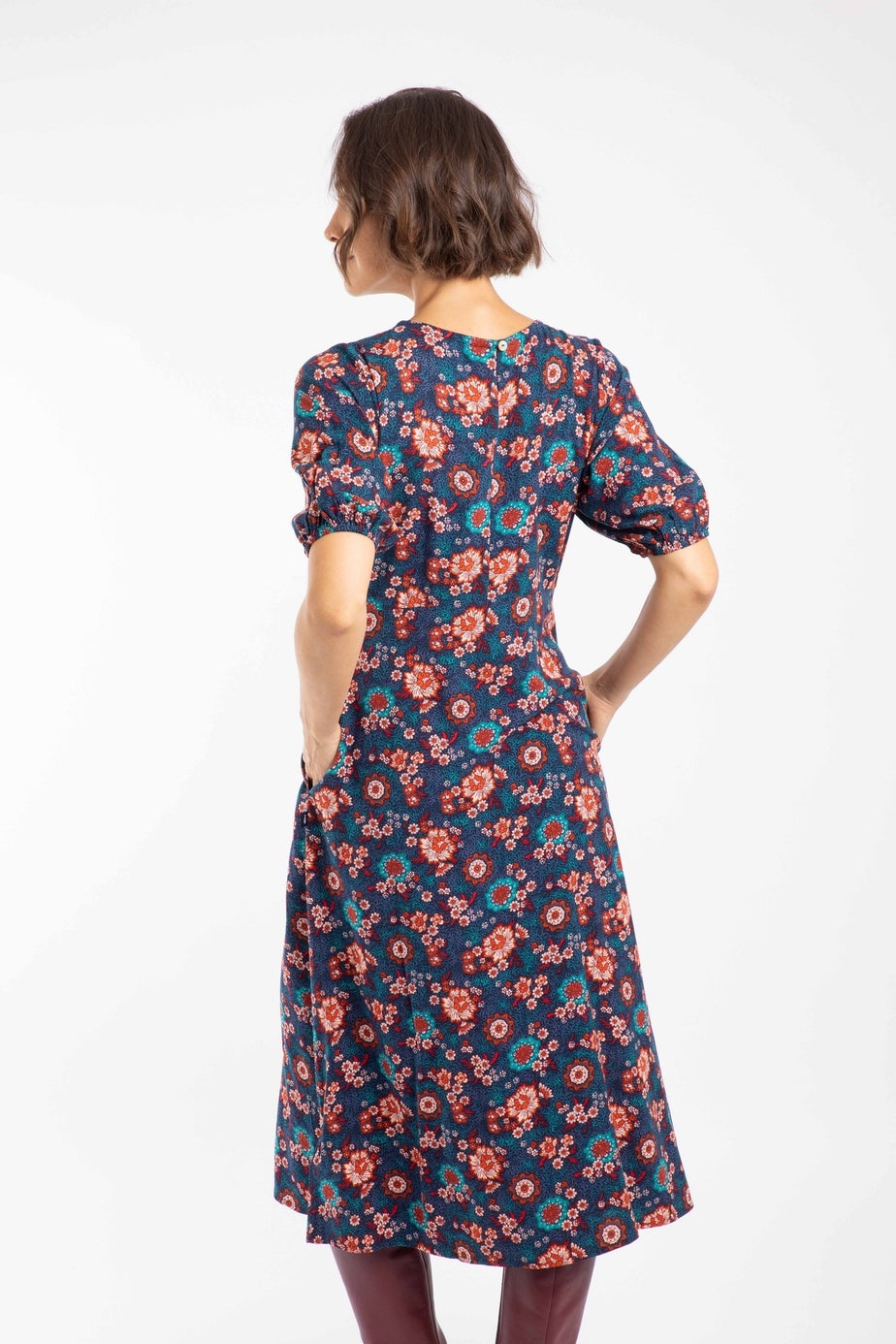 Weird Fish Dark Blue Everly Printed Viscose Dress