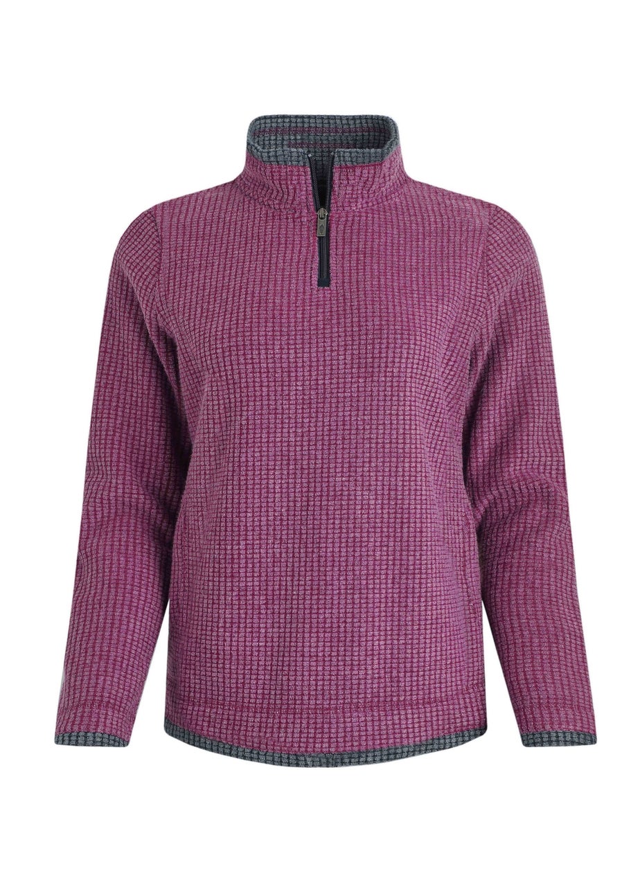Weird Fish Purple Wine Beye 1/4 Zip Grid Fleece