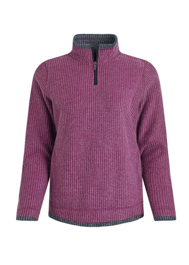Weird Fish Purple Wine Beye 1/4 Zip Grid Fleece