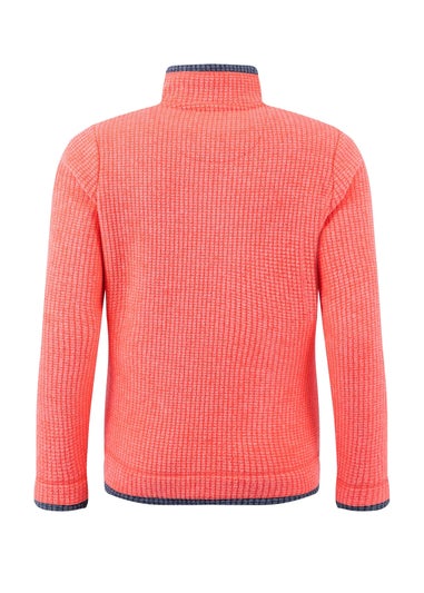 Weird Fish Hot Coral Beye 1/4 Zip Grid Fleece