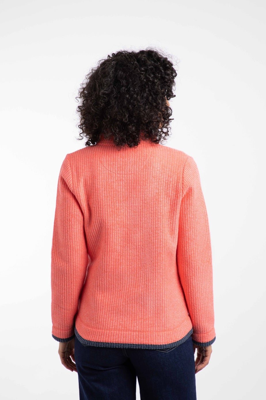 Weird Fish Hot Coral Ariana Full Zip Grid Fleece