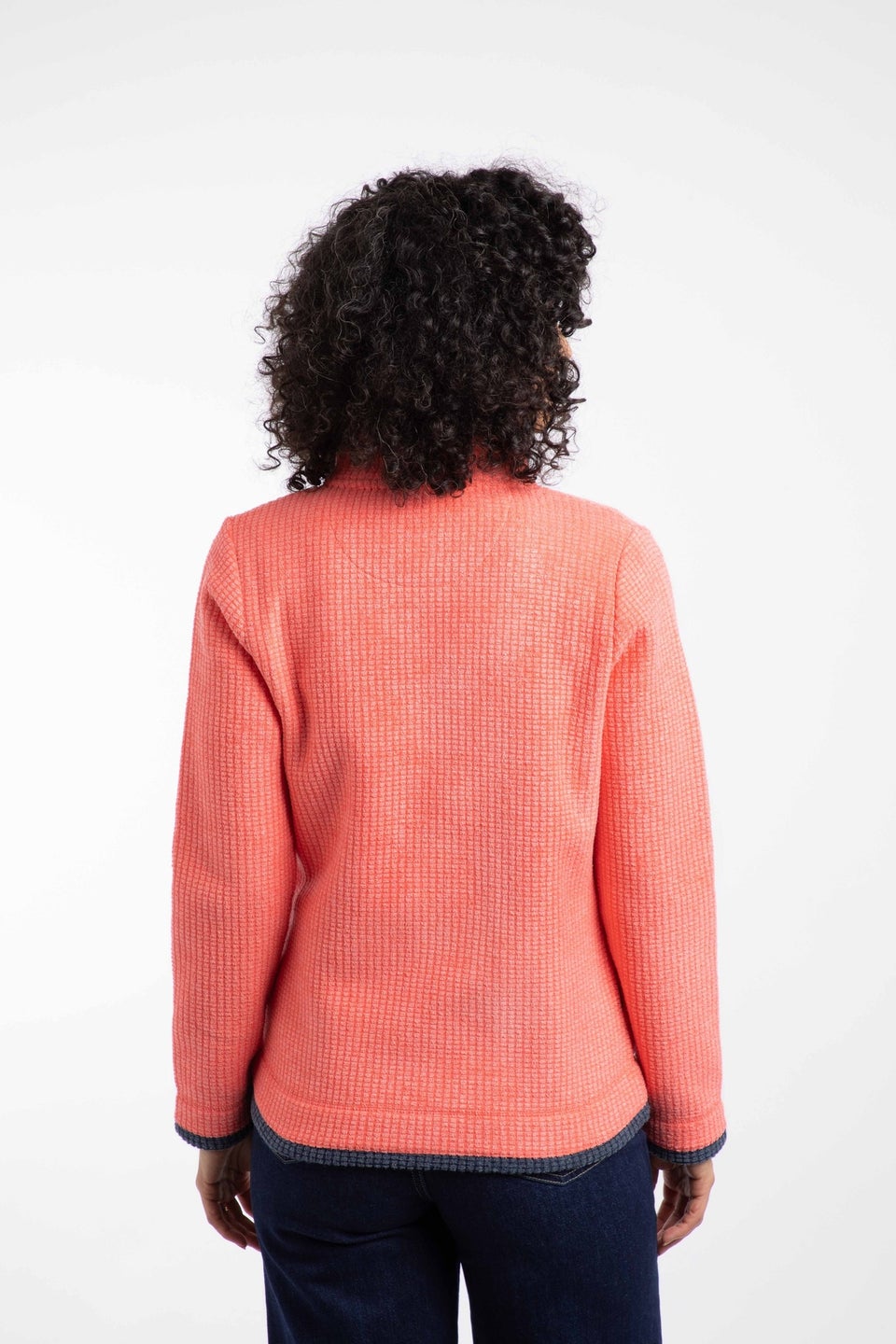 Weird Fish Hot Coral Ariana Full Zip Grid Fleece