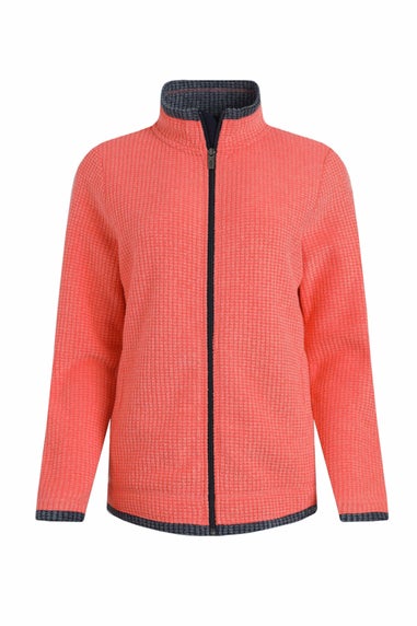 Weird Fish Hot Coral Ariana Full Zip Grid Fleece