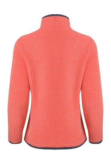 Weird Fish Hot Coral Ariana Full Zip Grid Fleece