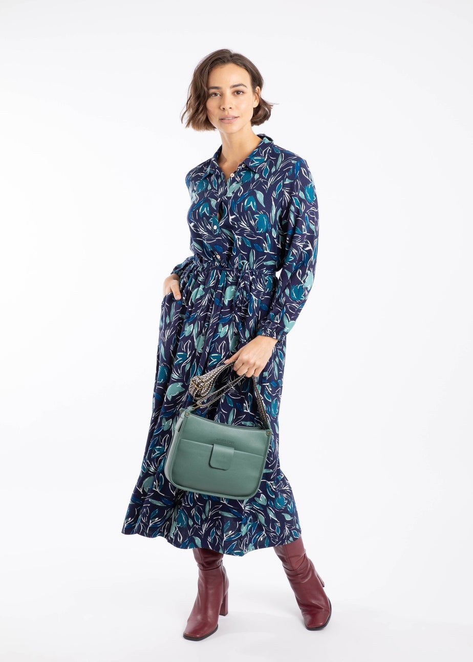 Weird Fish Estate Blue Steffan Printed Maxi Shirt Dress
