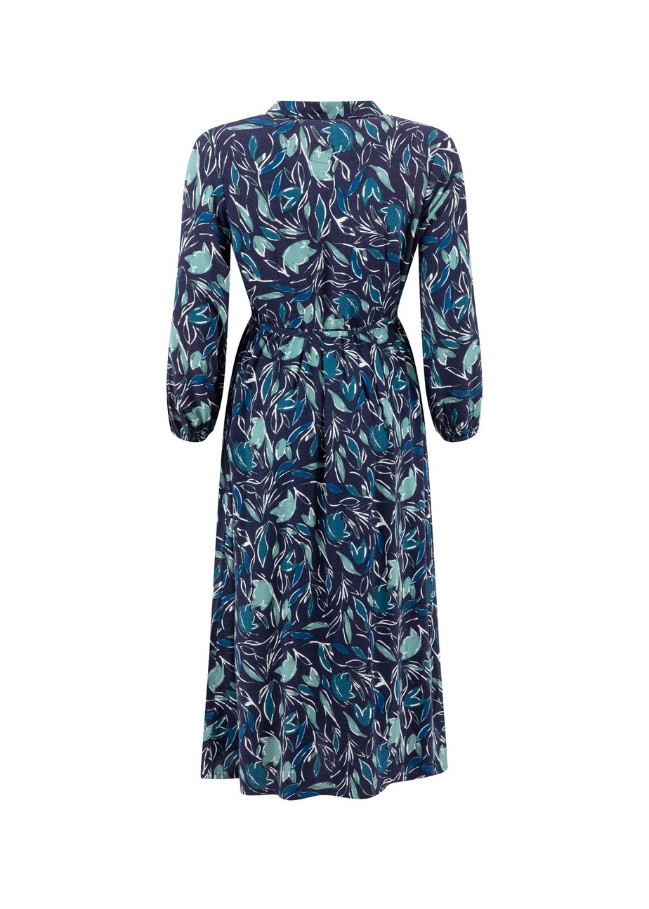 Weird Fish Estate Blue Steffan Printed Maxi Shirt Dress