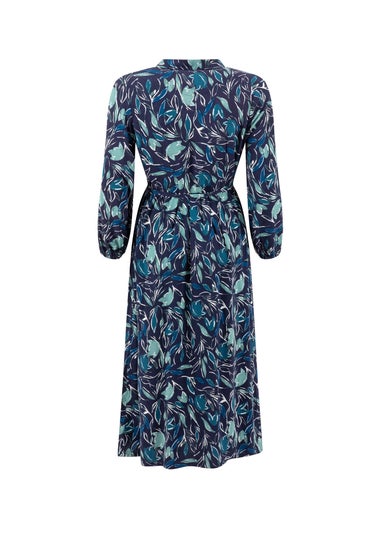 Weird Fish Estate Blue Steffan Printed Maxi Shirt Dress