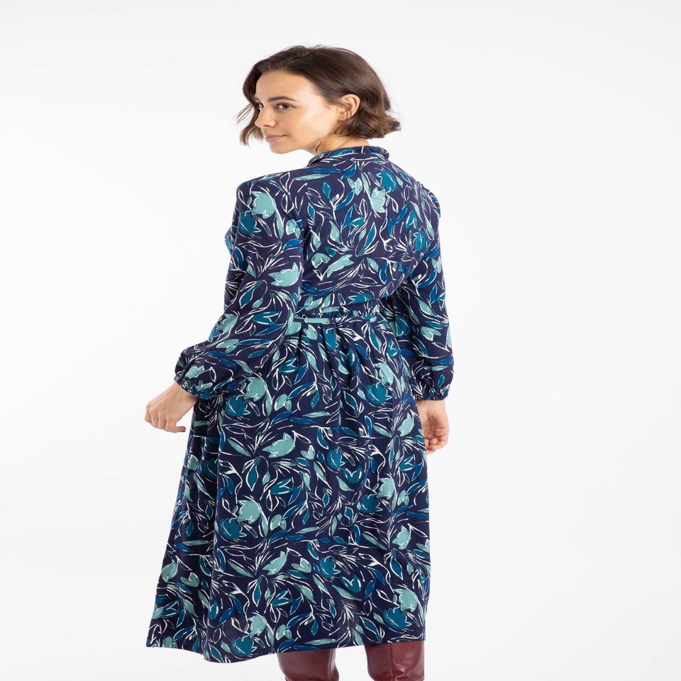 Weird Fish Estate Blue Steffan Printed Maxi Shirt Dress