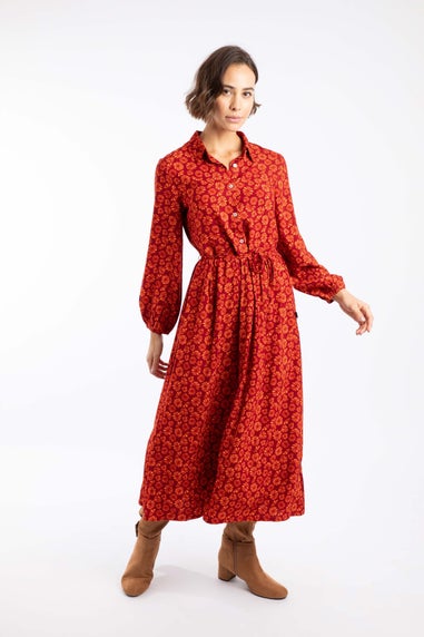 Weird Fish Garnet Steffan Printed Maxi Shirt Dress
