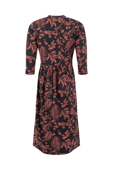Weird Fish Bitter Chocolate Isolde Printed Jersey Midi Dress