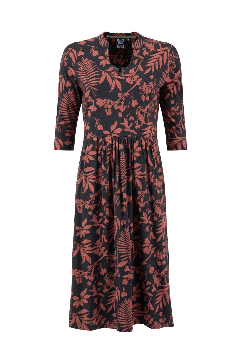 Weird Fish Bitter Chocolate Isolde Printed Jersey Midi Dress