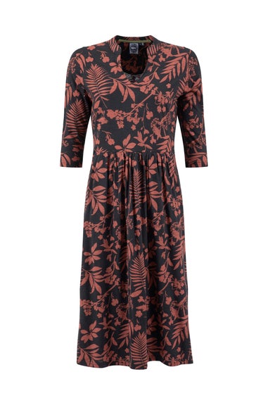 Weird Fish Bitter Chocolate Isolde Printed Jersey Midi Dress