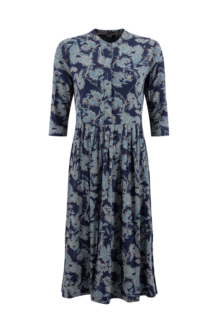 Weird Fish True Blue Hellen Printed Crepe Shirt Dress