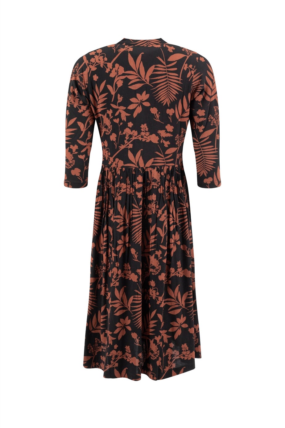 Weird Fish Bitter Chocolate Hellen Printed Crepe Shirt Dress