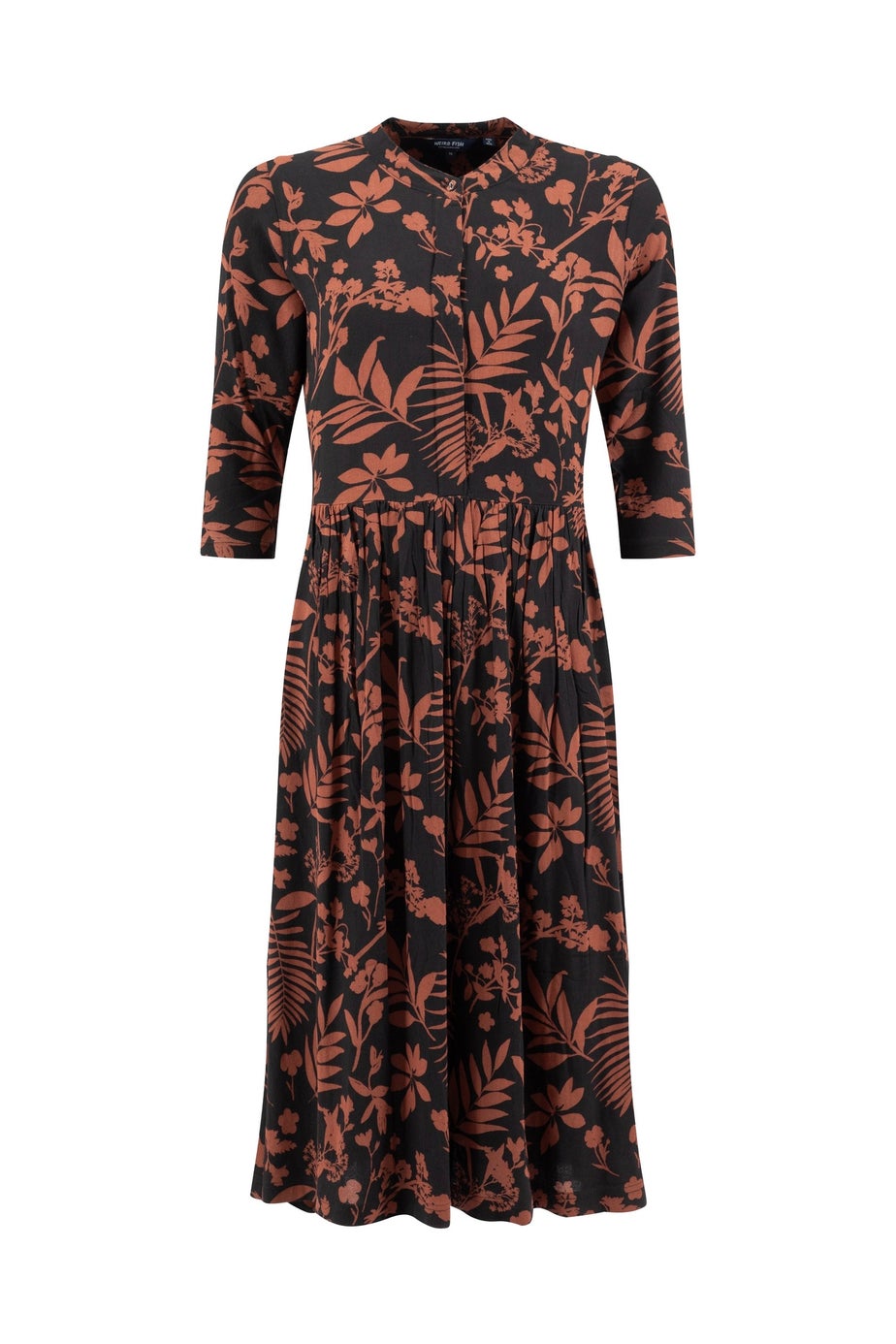 Weird Fish Bitter Chocolate Hellen Printed Crepe Shirt Dress