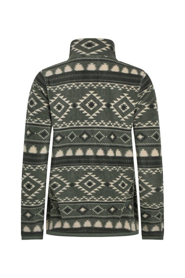 Weird Fish Deep Lichen Green Rochelle Full Zip Printed Microfleece