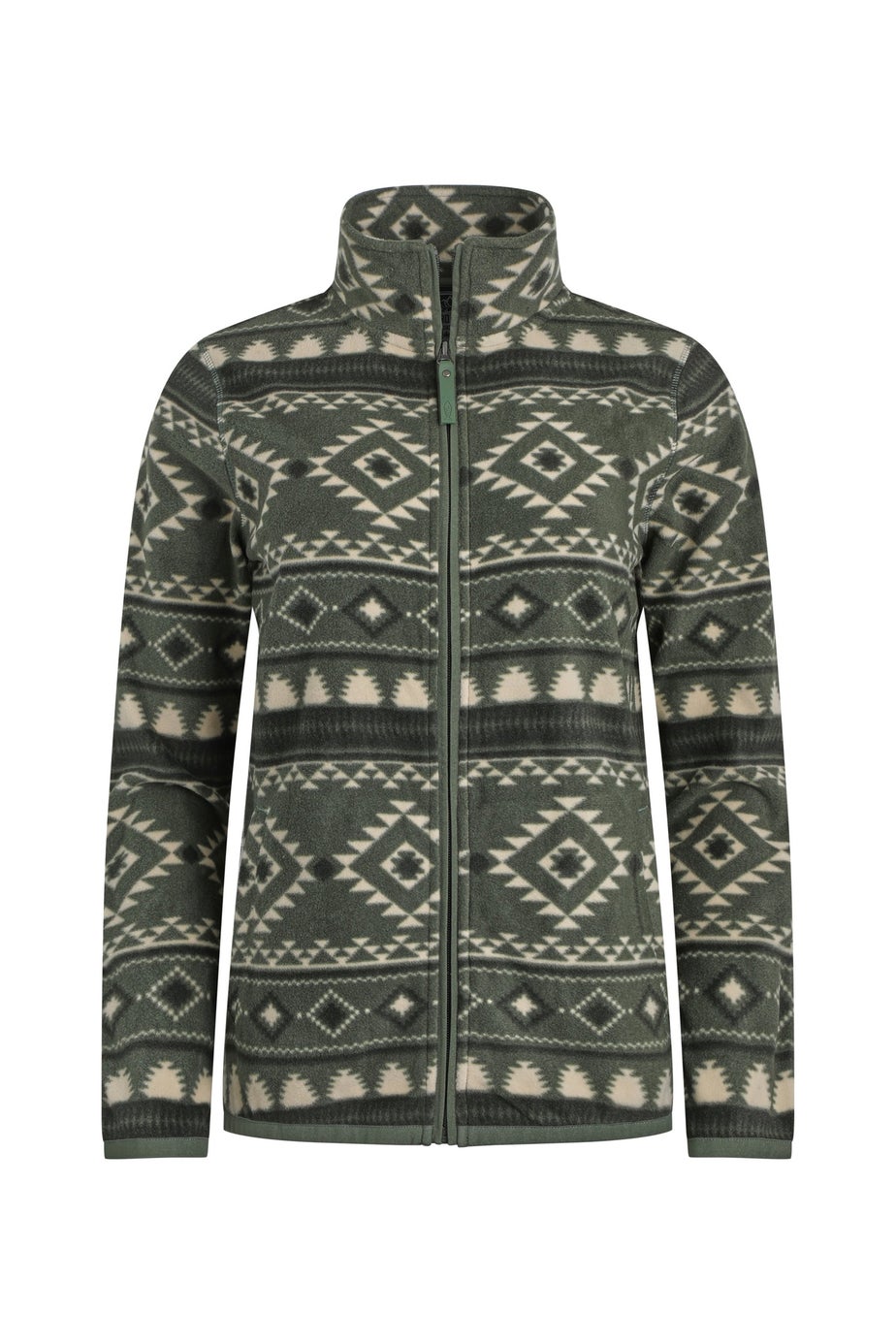Weird Fish Deep Lichen Green Rochelle Full Zip Printed Microfleece