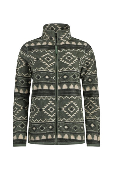 Weird Fish Deep Lichen Green Rochelle Full Zip Printed Microfleece