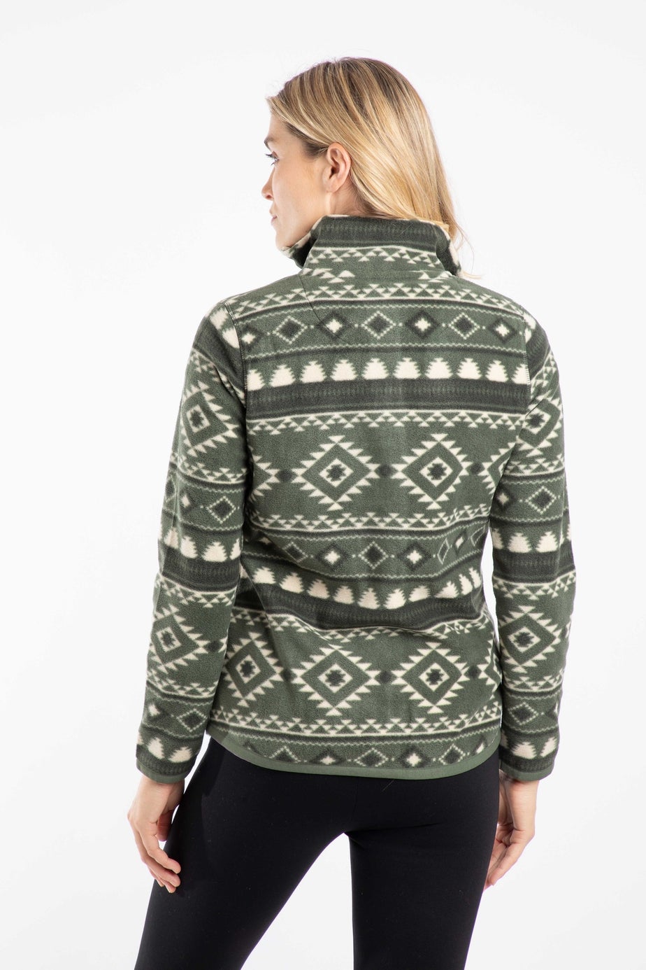 Weird Fish Deep Lichen Green Rochelle Full Zip Printed Microfleece