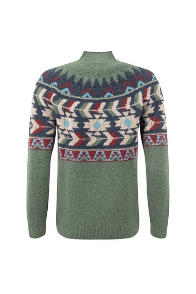 Weird Fish Army Green Arelia Ikat Knitted Jumper