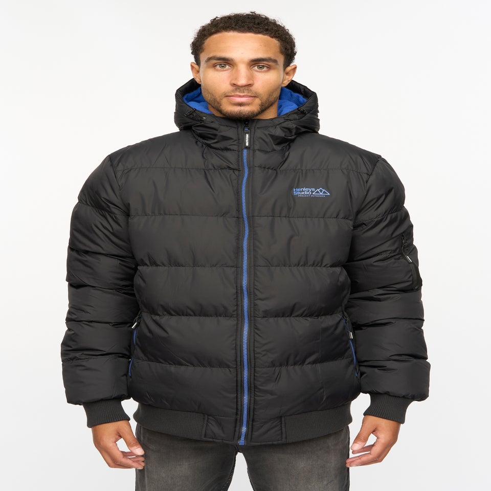 Henleys Black Thinker Puffer Bomber