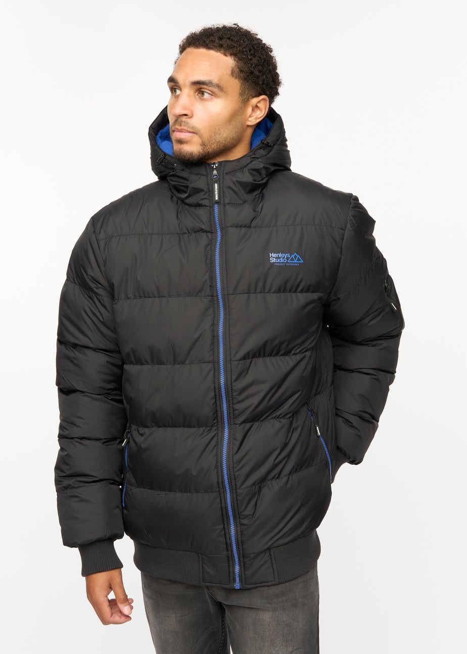 Henleys Black Thinker Puffer Bomber