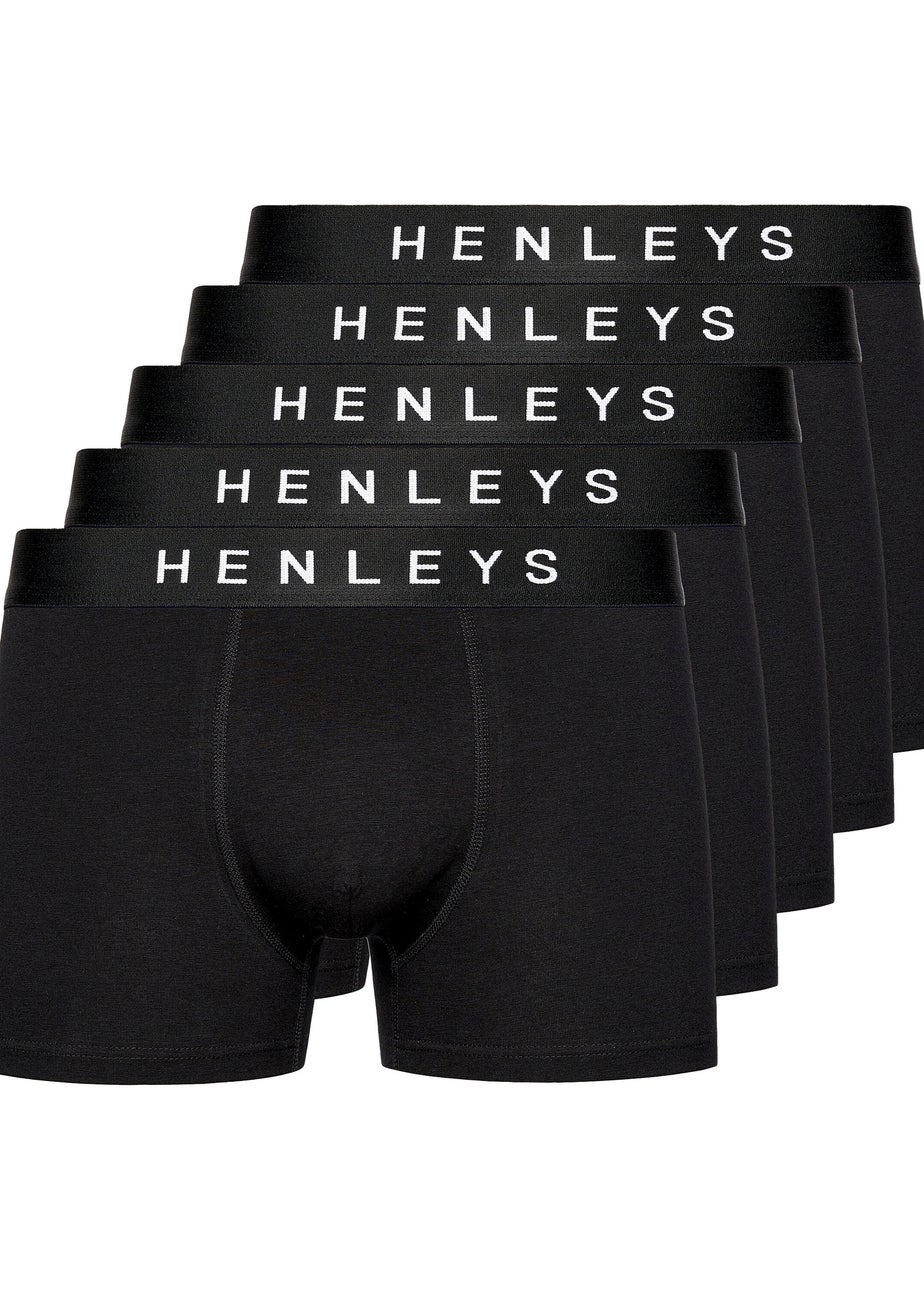Henleys Black Coalink Boxers 5 pack