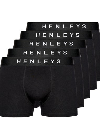 Henleys Black Coalink Boxers 5 pack