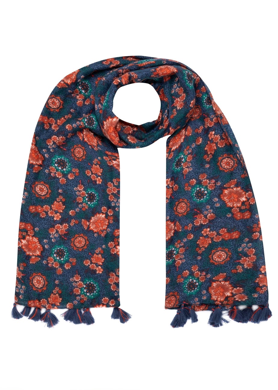 Weird Fish Dark Blue Marelia Printed Scarf