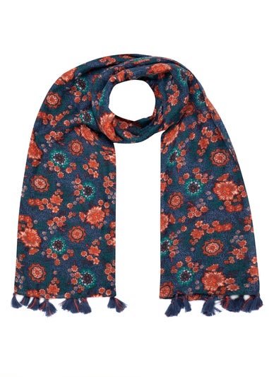 Weird Fish Dark Blue Marelia Printed Scarf